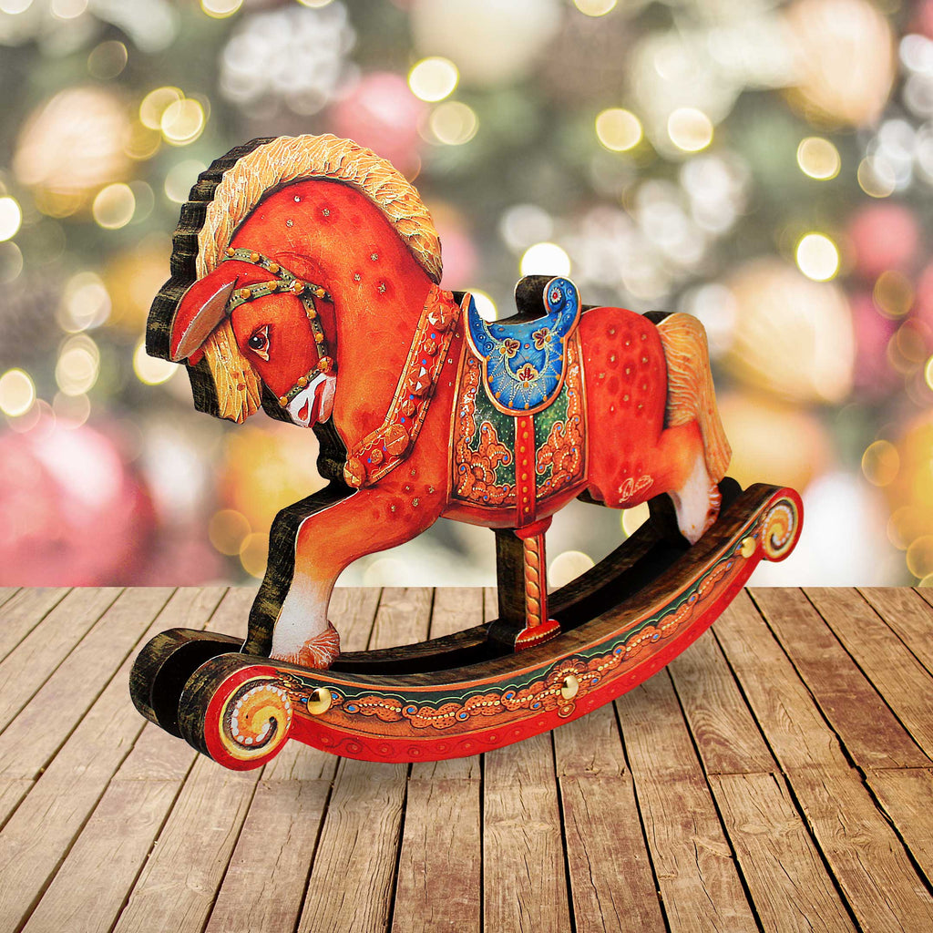 Santa is Coming to Town Decorated Centerpiece Wooden Tree Figurine by G DeBrekht - Christmas Santa and Snowman Decor - 89301