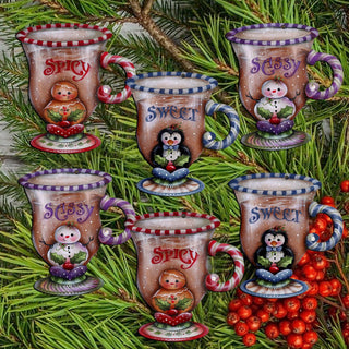 Sweet and Spicy Season Clip-On Eco Wood Decorative Ornaments Set of 6 by Jamie Mills-Price - Christmas Decor - 8090053C-MP-S6