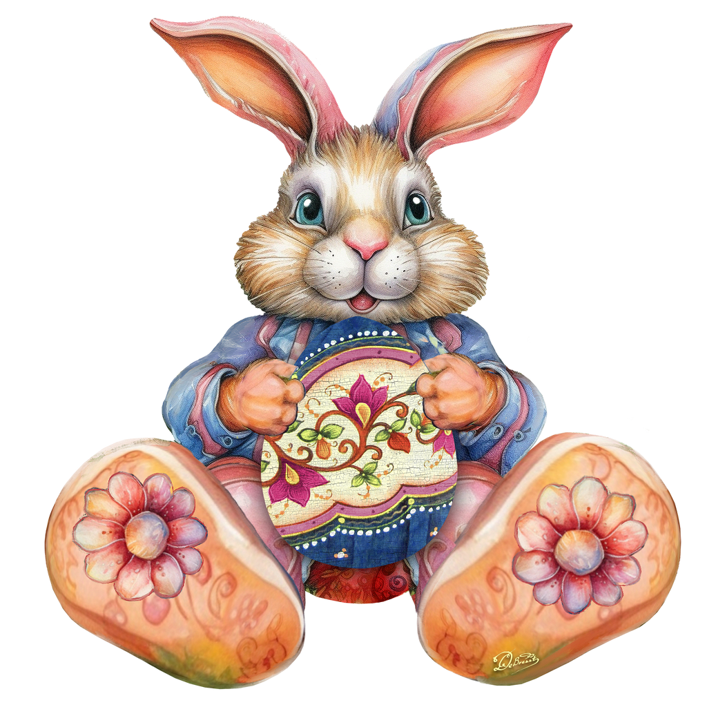 Easter Bunny Boy with Egg Holiday Door Decor by G. Debrekht - Easter Spring Decor - 8652767H