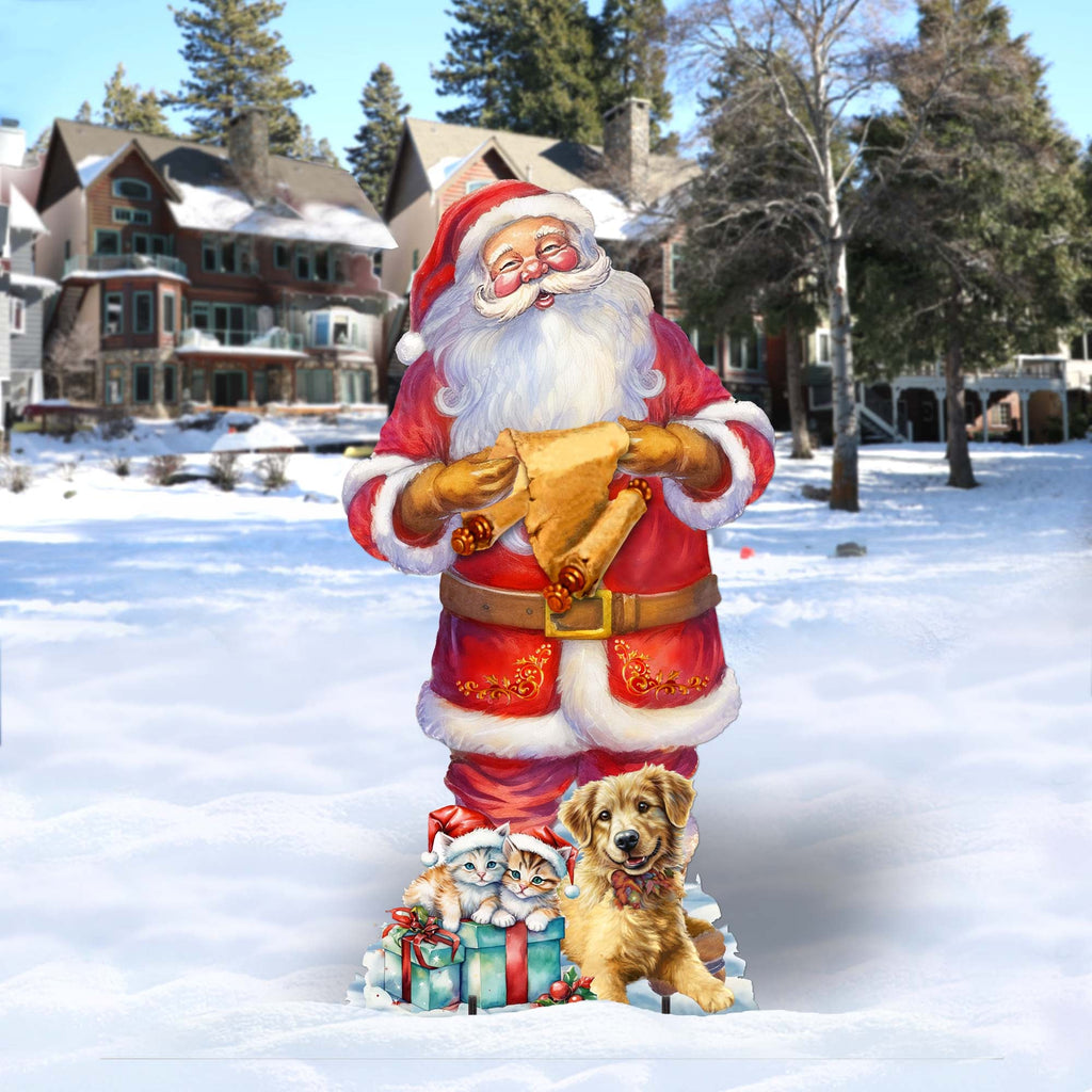 Celebrate with Santa: Santa with List Outdoor Decor by G. Debrekht - Christmas Santa Snowman Decor - 8611095F