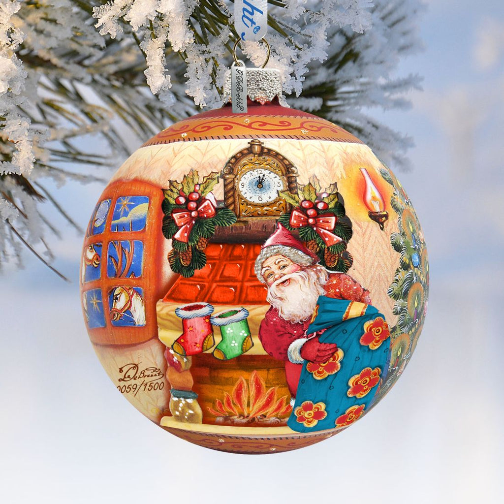 Christmas Night Ball Glass Ornament Limited Edition by G. DeBrekht - Christmas Santa Snowman Decor - 73851