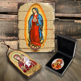 Blessed Virgin Mary Patron Silver Plated Mother of Pearl Jewelry Necklace - 43017