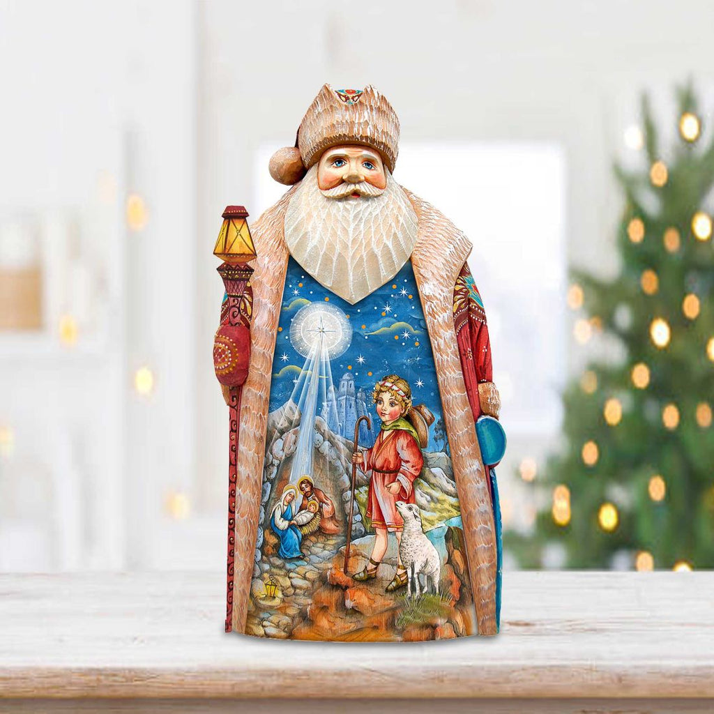 Star of Hope Santa Hand-Painted WOODCARVED Masterpiece by G. DeBrekht - Nativity Holiday Decor - 243018