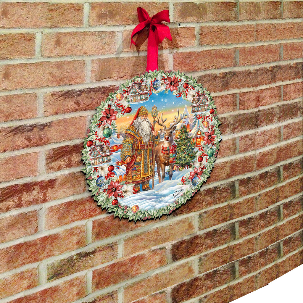 Santa's Magical Cottage Holiday Door Decor by G. Debrekht - Christmas Santa Snowman Decor - 8611066H