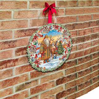 Santa's Magical Cottage Holiday Door Decor by G. Debrekht - Christmas Santa Snowman Decor - 8611066H