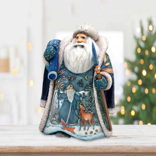 Meeting with Forest Friends Santa Hand-Painted WOODCARVED Figurine by G. DeBrekht - Christmas Decor - 821708 *** PRE-ORDER - Handmade Just for You! ***