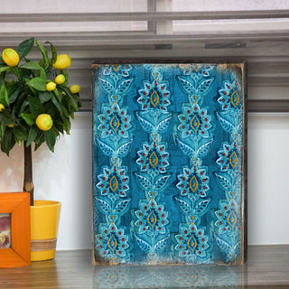 Blue Floral Rustic Wooden Wall Art by G. DeBrekht - Floral Ornamental Decor - 95016B