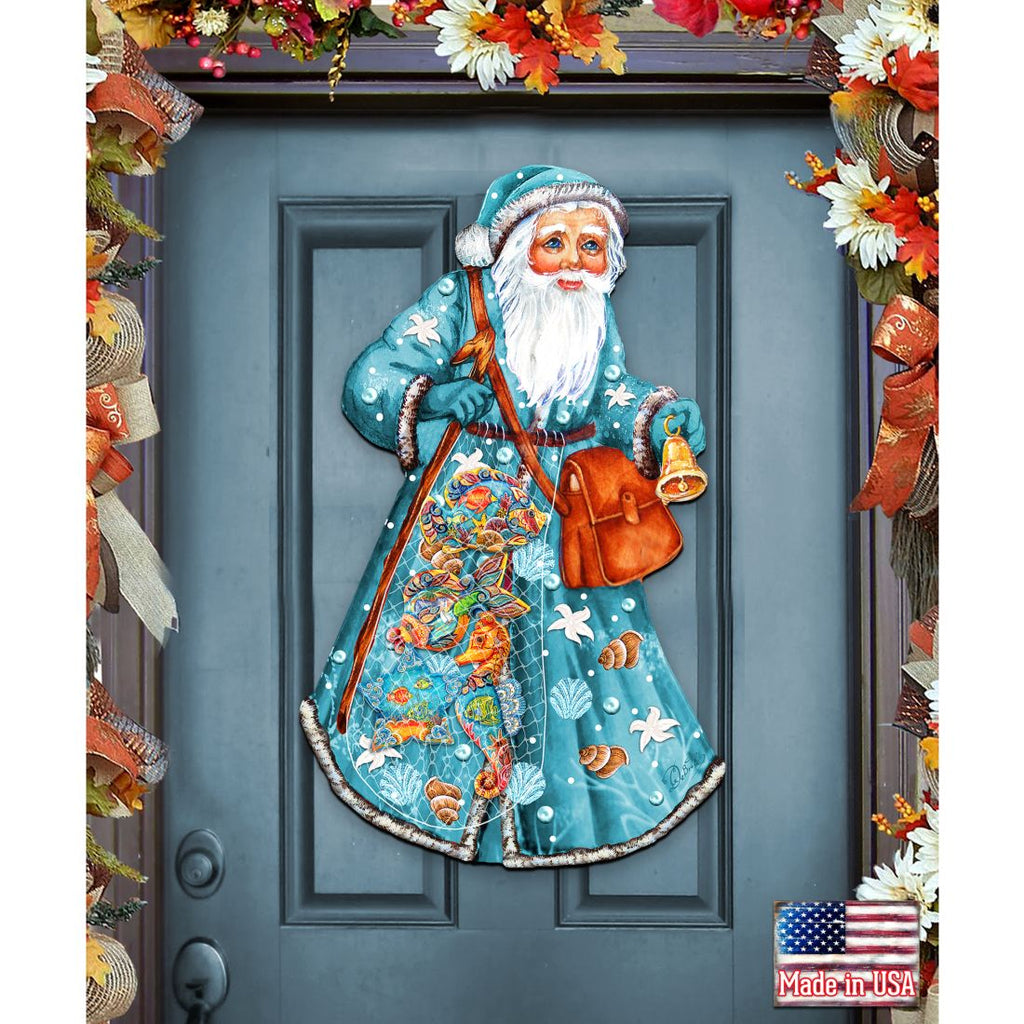 Fishermen Santa Coastal Door Decor by G. DeBrekht - Coastal Holiday Decor - 8124120-2H