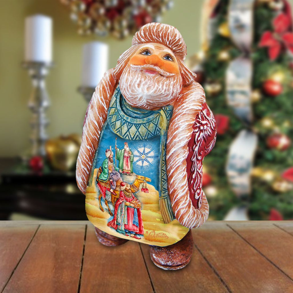Three Kings Santa Handcrafted Christmas Figurine - G. DeBrekht - Christmas Santa Snowman Decor - 534524