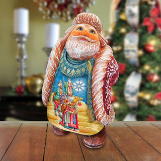 Three Kings Santa Handcrafted Christmas Figurine - G. DeBrekht - Christmas Santa Snowman Decor - 534524