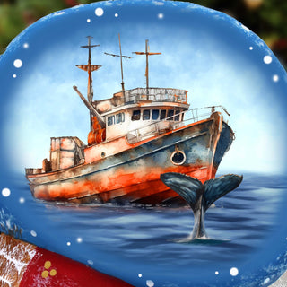 Fishing Ship Santa with Bag Hand-Painted WOODCARVED Masterpiece by G. DeBrekht - Christmas Decor - 8215560