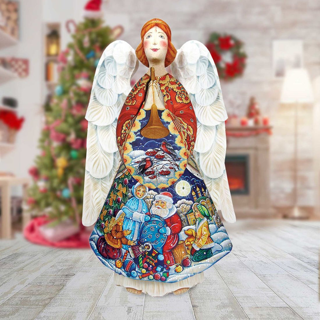 Santa Gift Giver Angel Hand-Painted WOODCARVED Masterpiece by G. DeBrekht - Nativity Holiday Decor - 251146