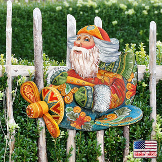 Santa On the Airplane Door Decor by G. DeBrekht - Christmas Santa Snowman Decor - 8112030H