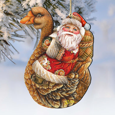 Christmas Goose Santa Wooden Ornaments by G. DeBrekht - Christmas Santa Snowman Decor - 8121633