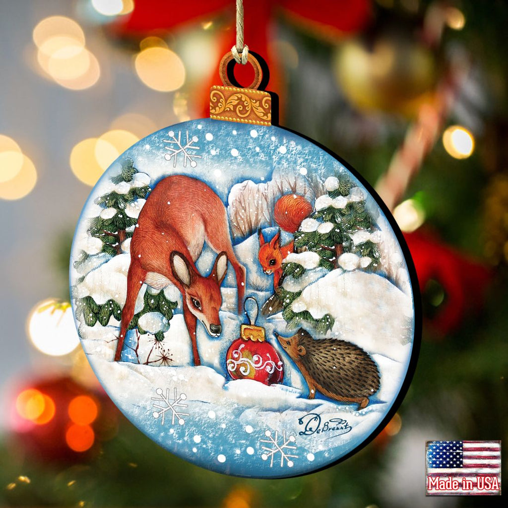 Forest Friends Ball Wooden Ornaments by G. DeBrekht - Wildlife Holiday Decor - 8173412