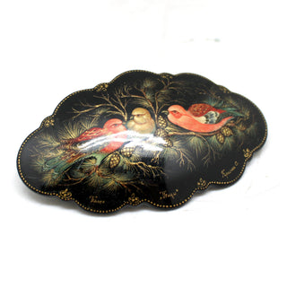 Hand-painted One-of-a-Kind Palekh Papier-Mch Hair Clip with Lacquer Miniature - 4 x 2 Unique Jewelry for Hair Styling and Decoration Miniature Collectible