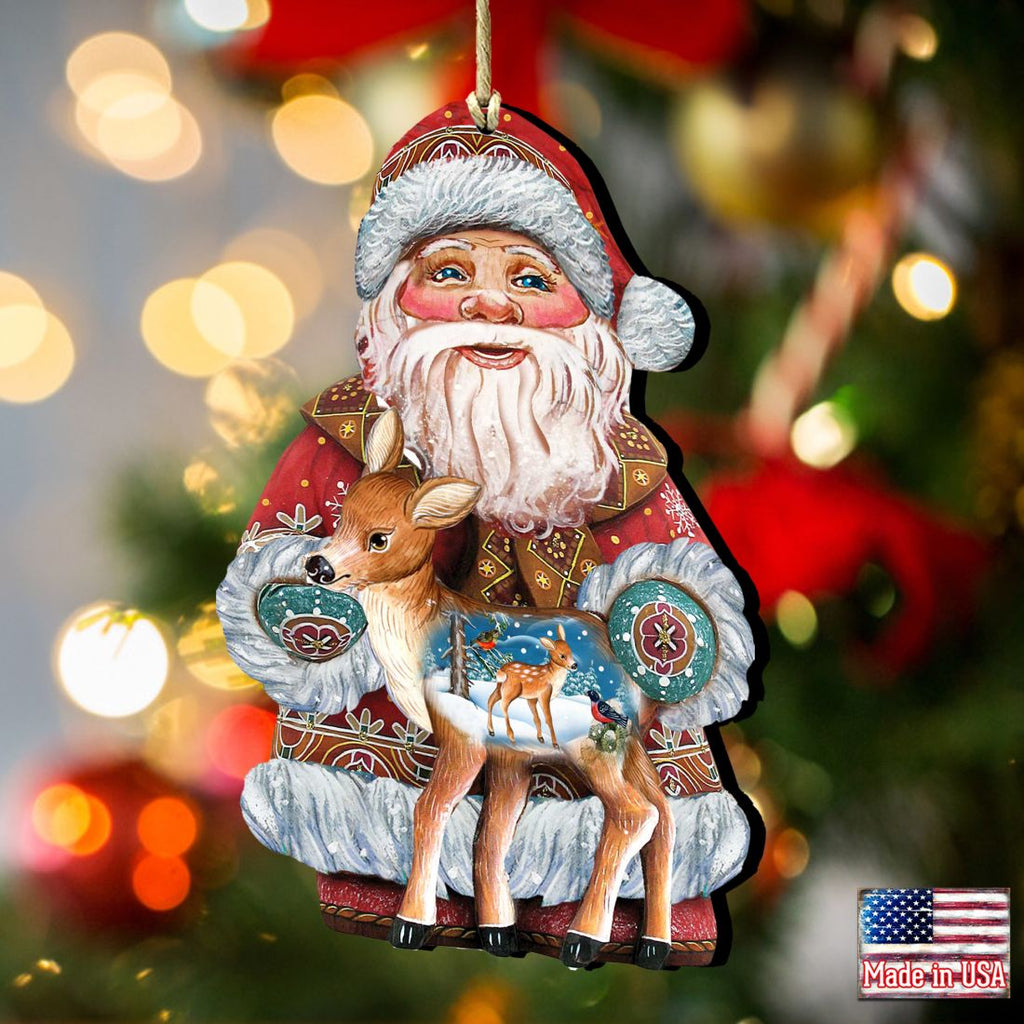 Holiday Fawn Christmas Wooden Ornaments by G. DeBrekht - Christmas Santa Snowman Decor - 8118081
