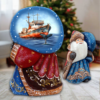 Fishing Ship Santa with Bag Hand-Painted WOODCARVED Masterpiece by G. DeBrekht - Christmas Decor - 8215560