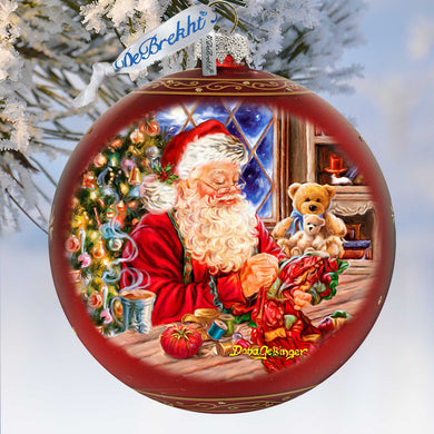 Getting Ready for the Holidays Santa Lg Glass Ornament in Red by Gelsinger - Christmas Decor - 73922R-DG