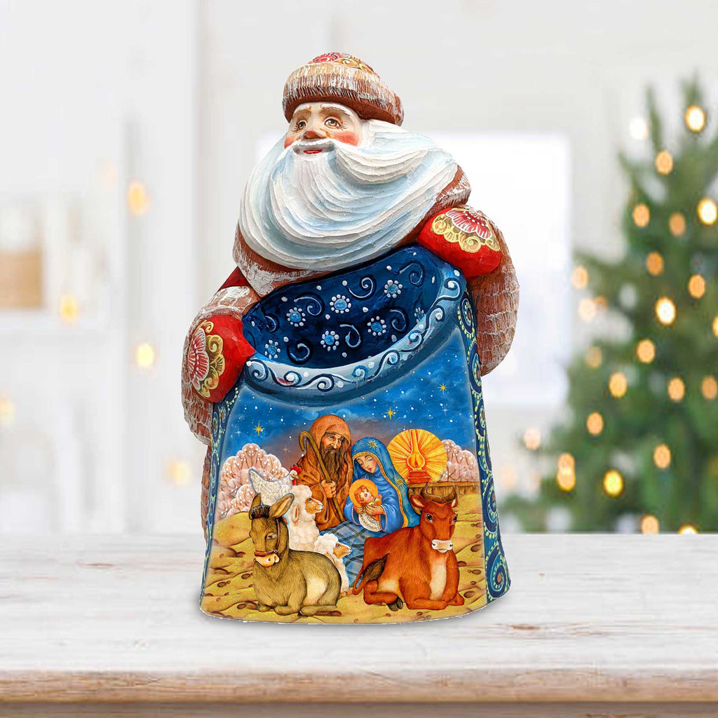 Nativity Holy Family Santa Hand-Painted WOODCARVED Masterpiece Figurine by G. DeBrekht - Nativity Holiday Decor - 8203015 *** PRE-ORDER - Handmade Just for You! ***