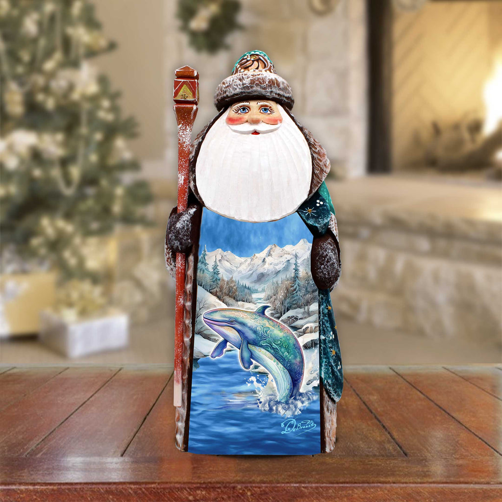 Whale's Melody Santa Hand-Painted WOODCARVED Masterpiece Figurine by G. DeBrekht - Christmas Decor - 8201019
