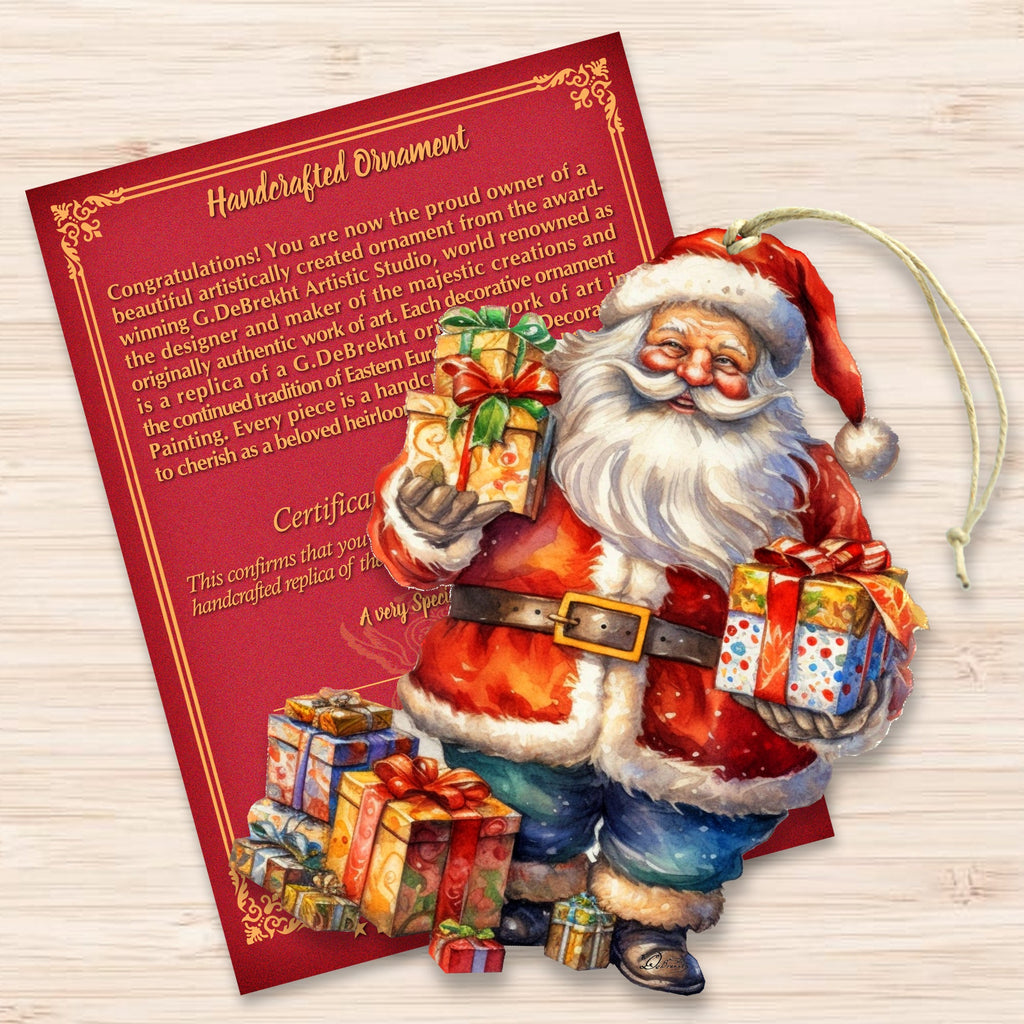 Merry Delivery Santa Wooden Ornaments by G. Debrekht Christmas Santa Snowman Decor - 8611080