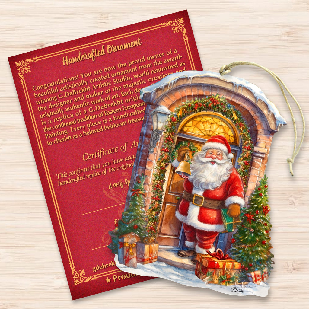 Knocking the Door Santa Wooden Ornaments by G. Debrekht Christmas Santa Snowman Decor - 8611044