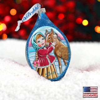 Girl with Horse Drop Glass Ornament by G. DeBrekht - Christmas Decor - 757-001