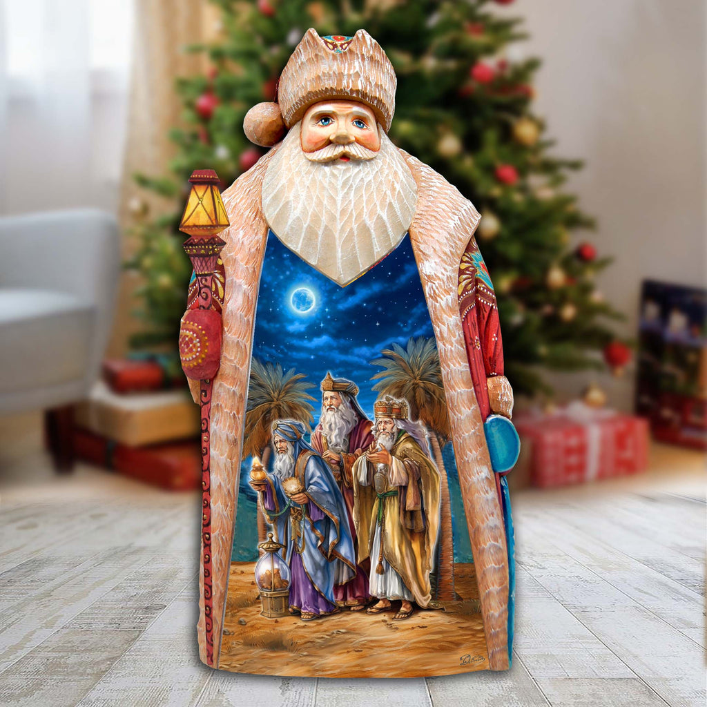 Three Kings Journey Santa Hand-Painted WOODCARVED Masterpiece by G. DeBrekht - Nativity Holiday Decor - 210234SE