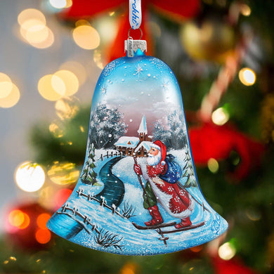 Sledging Santa Ball Glass Ornament by G. DeBrekht - 73442