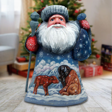 Buffalo Village Santa Hand-Painted WOODCARVED Masterpiece by G. DeBrekht - Wildlife Holiday Decor - 8214801 *** PRE-ORDER - Handmade Just for You! ***