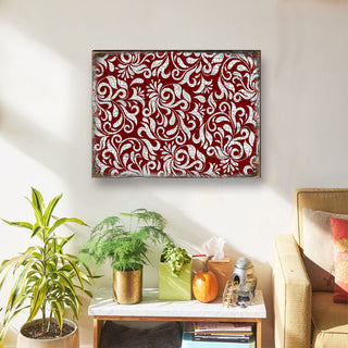Red Floral Rustic Wooden Wall Art by G. DeBrekht - Floral Ornamental Decor - 95001B