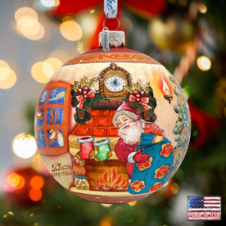 Christmas Night Ball Glass Ornament Limited Edition by G. DeBrekht - Christmas Santa Snowman Decor - 73851