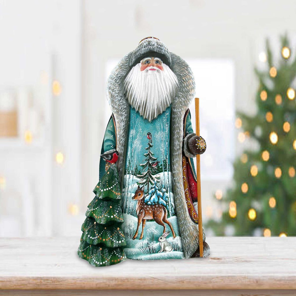 Peaceful Valley Santa Hand-Painted WOODCARVED Masterpiece by G. DeBrekht - Wildlife Holiday Decor - 821847 *** PRE-ORDER - Handmade Just for You! ***