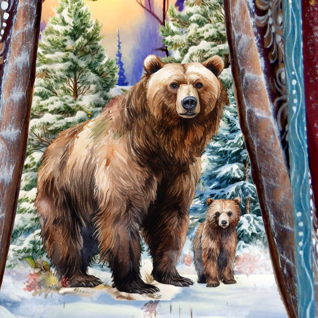 Grizzly Bear Santa Hand-Painted WOODCARVED Masterpiece by G. DeBrekht - Christmas Decor - 8202014