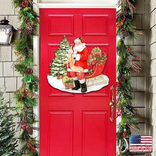 Christmas Wishlist Santa Door Decor by Susan Winget - Christmas Santa Snowman Decor - 8471101H-SW