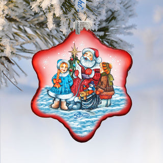 Village Celebration Snowflake Glass Ornament by G. DeBrekht - Christmas Decor - 754-014