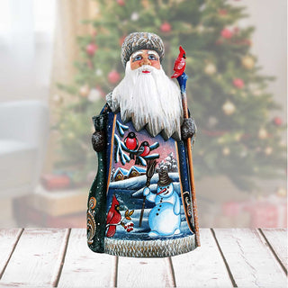 Santa Happy Snowman Hand-Painted WOODCARVED Masterpiece by G. DeBrekht - Christmas Santa Snowman Decor - 821593