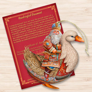 Charming Santa on Goose Wooden Ornaments by G. Debrekht Christmas Santa Snowman Decor - 8611063