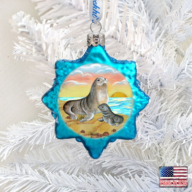 Seal Star Mercury Glass Ornament by G. DeBrekht - Coastal Holiday Decor - 775476