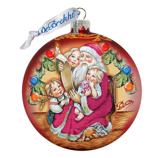 Santa Gift List Glass Ornament by G. DeBrekht - Christmas Santa Snowman Decor - 73364