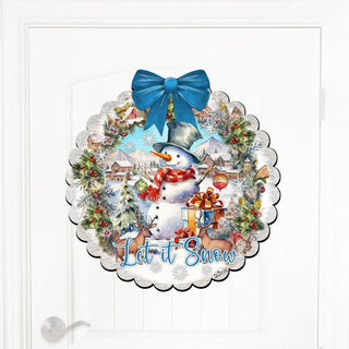 Let It Snow Front Door Welcome Sign, Wooden Front Porch Decor by G. Debrekht Christmas Santa Snowman Decor - 933122H