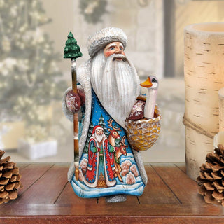 Santa with Goose Hand-Painted WOODCARVED Masterpiece Figurine by G. DeBrekht - Christmas Decor - 821816-2 *** PRE-ORDER - Handmade Just for You! ***