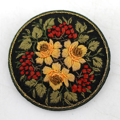 One-of-a-Kind Handmaid Embroidered Miniature Jewelry Brooch Pin by G.DeBrekht Unique Handmade Gift Collectible and Home Decoration