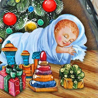 Baby's First Christmas Santa Hand-Painted WOODCARVED Figurine by G. DeBrekht - Christmas Decor - 8214819