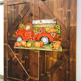 Pumpkin Produce Truck Thanksgiving Door Decor by Susan Winget - Halloween Decor - 8471202H-SW