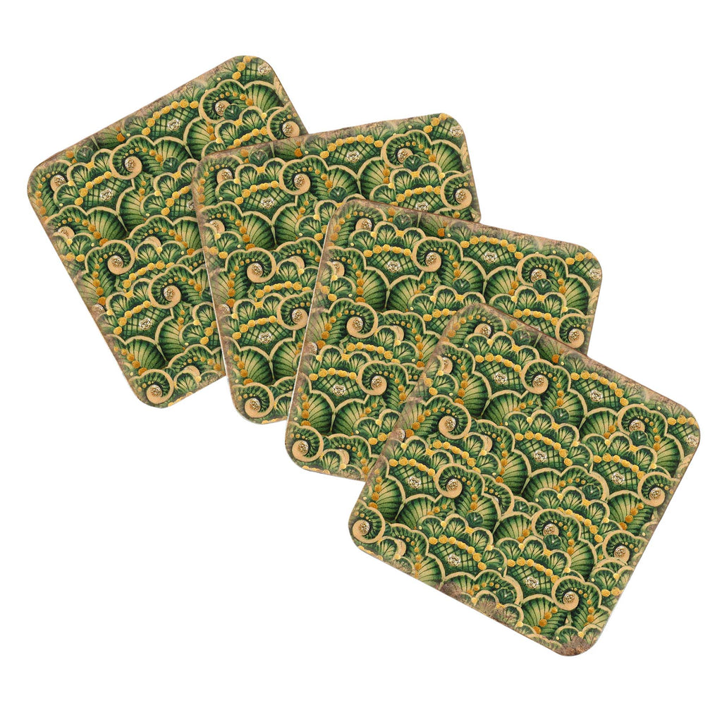 Floral Wooden Cork Coasters Gift Set of 4 by Nature Wonders - Nature Wildlife Decor  - 95021C-S4