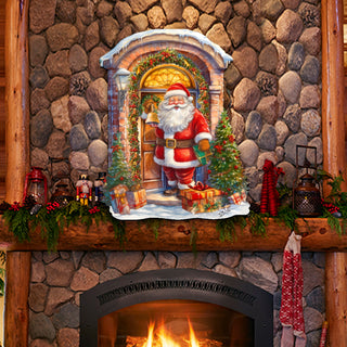 Knocking the door Santa Holiday Door Decor  by G. Debrekht - Christmas Decor - 8611044H