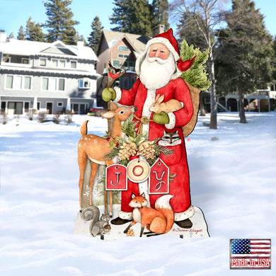 Woodland Frosty Santa Outdoor Christmas Scene by Susan Winget - Christmas Santa Snowman Decor - 8471105F-SW