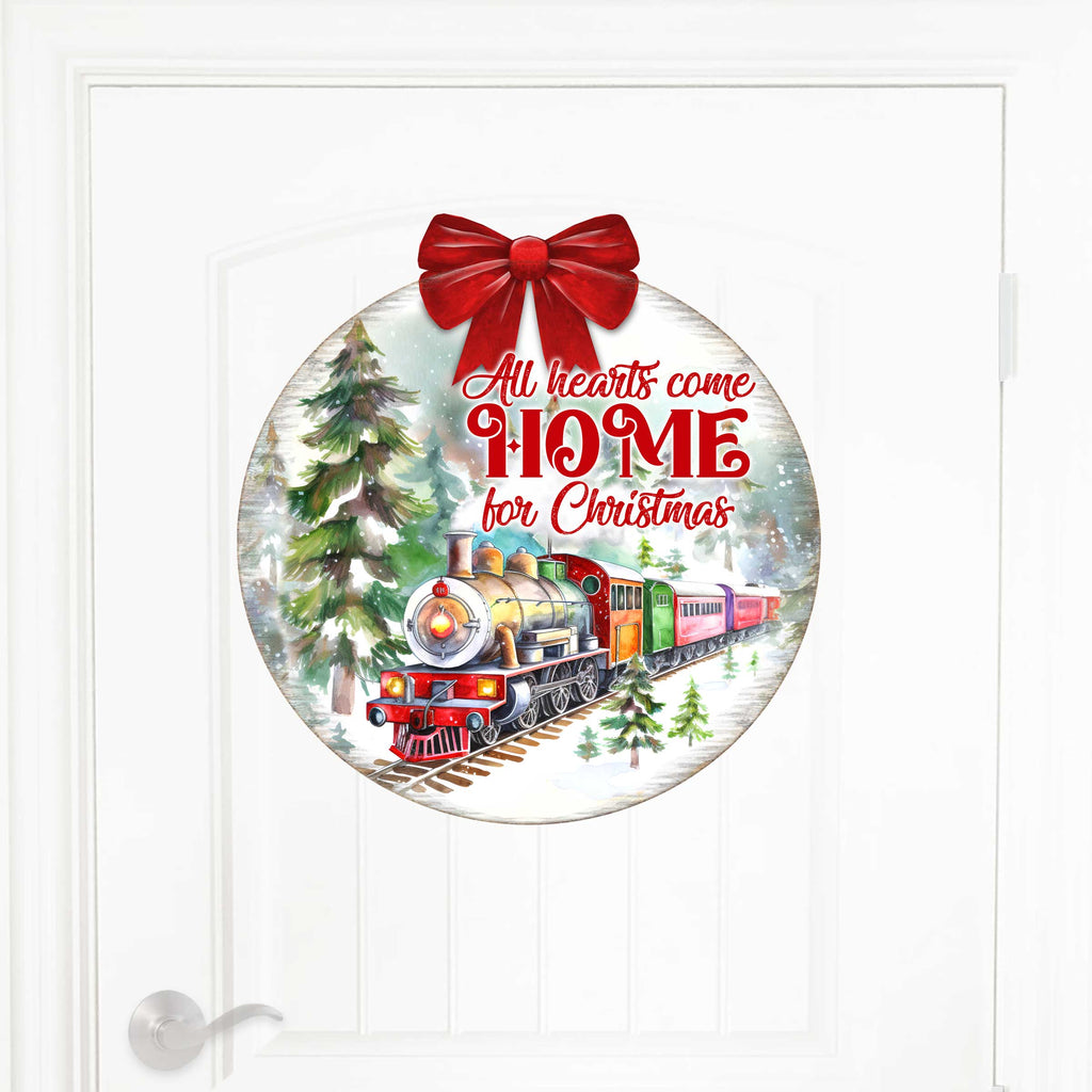 All Hearts Come Home for Christmas Sign Front door welcome sign Main entrance banner Welcome sign - Wooden front porch decor - 933115H